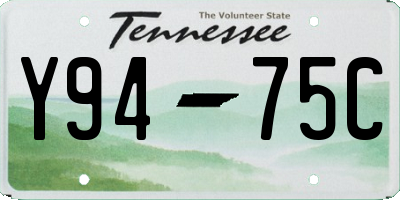 TN license plate Y9475C