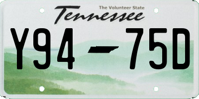 TN license plate Y9475D