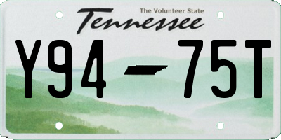 TN license plate Y9475T