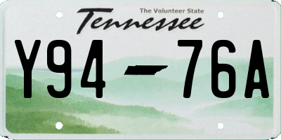 TN license plate Y9476A