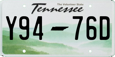 TN license plate Y9476D