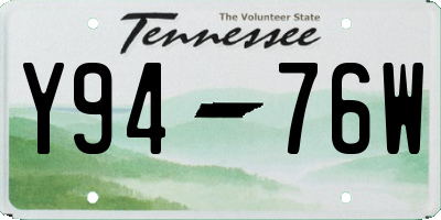 TN license plate Y9476W