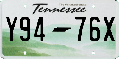 TN license plate Y9476X