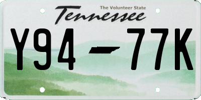 TN license plate Y9477K