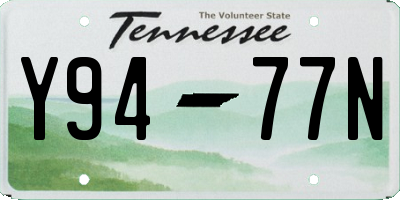 TN license plate Y9477N