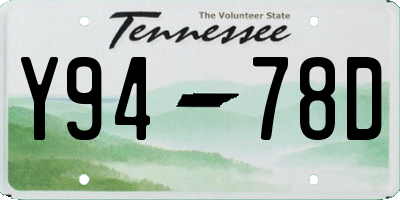 TN license plate Y9478D