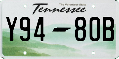 TN license plate Y9480B