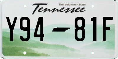 TN license plate Y9481F