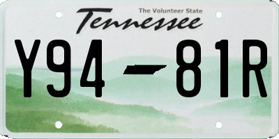 TN license plate Y9481R