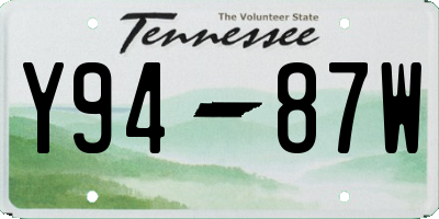 TN license plate Y9487W