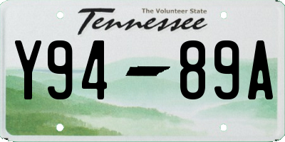 TN license plate Y9489A