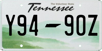 TN license plate Y9490Z