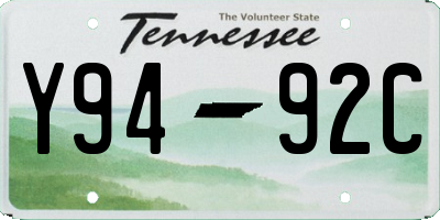 TN license plate Y9492C