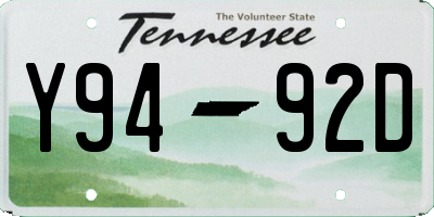 TN license plate Y9492D