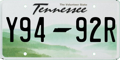TN license plate Y9492R