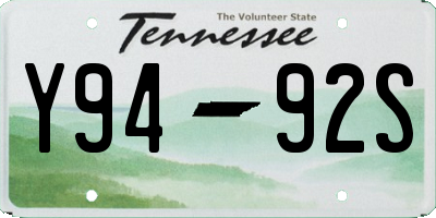 TN license plate Y9492S