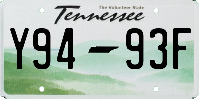 TN license plate Y9493F