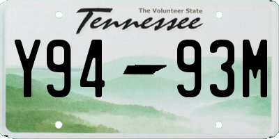 TN license plate Y9493M