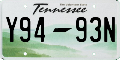 TN license plate Y9493N