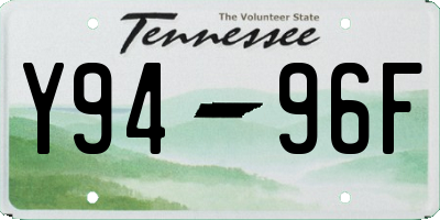 TN license plate Y9496F