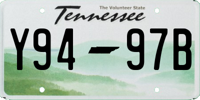 TN license plate Y9497B