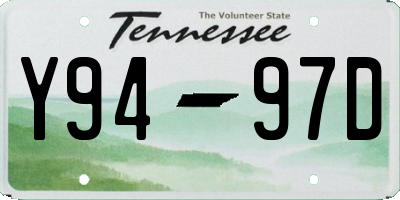 TN license plate Y9497D