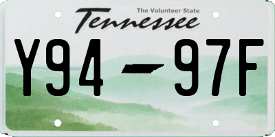 TN license plate Y9497F