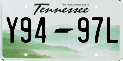 TN license plate Y9497L