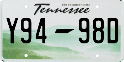 TN license plate Y9498D