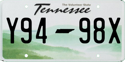 TN license plate Y9498X