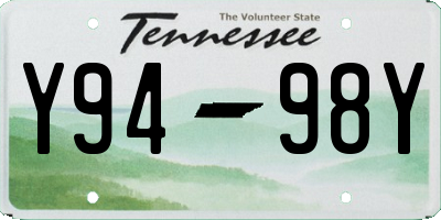TN license plate Y9498Y
