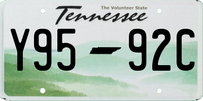 TN license plate Y9592C