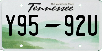 TN license plate Y9592U