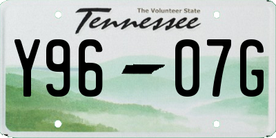 TN license plate Y9607G