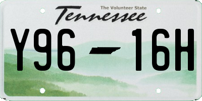 TN license plate Y9616H