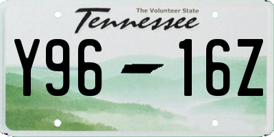 TN license plate Y9616Z
