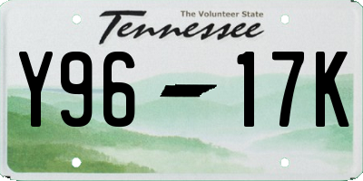 TN license plate Y9617K