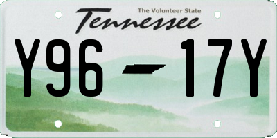 TN license plate Y9617Y