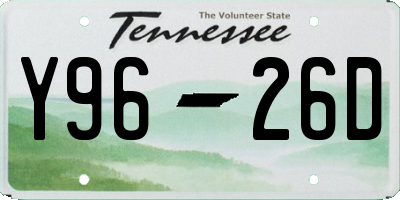 TN license plate Y9626D