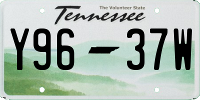 TN license plate Y9637W