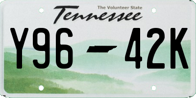 TN license plate Y9642K