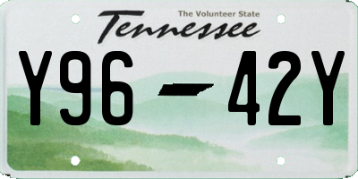 TN license plate Y9642Y
