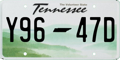 TN license plate Y9647D