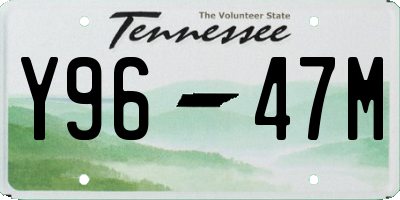 TN license plate Y9647M