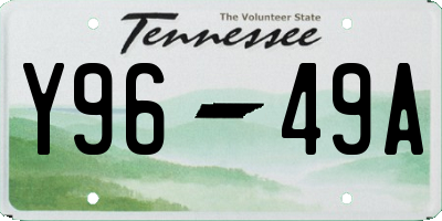 TN license plate Y9649A