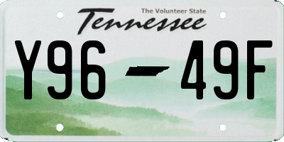 TN license plate Y9649F