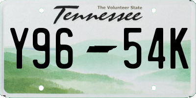 TN license plate Y9654K