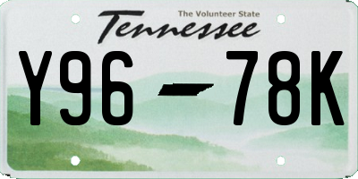 TN license plate Y9678K