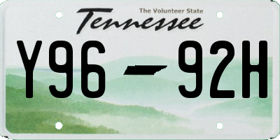 TN license plate Y9692H