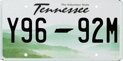 TN license plate Y9692M